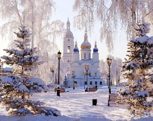 Snowy Palace Landscape Paint By Numbers