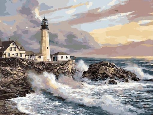 Waves Lighthouse Paint By Numbers