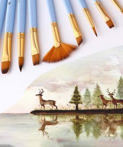 Blue acrylic paint brush set