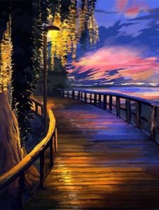 Boardwalk to Sunset Landscape Paint By Numbers