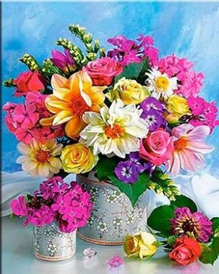 Vase of Colorful Flowers Flowers Paint By Numbers