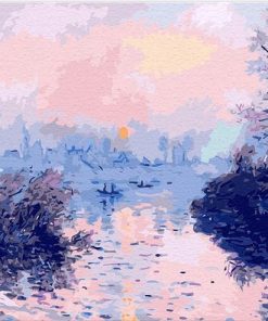 Sunset on the Seine at Lavacourt Landscape Paint By Numbers