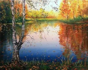 Autumn Rain in Forest Landscape Paint By Numbers