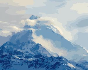 Cloudy Snow Mountain Landscape Paint By Numbers