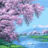 Cherry blossom River Landscape Paint By Numbers