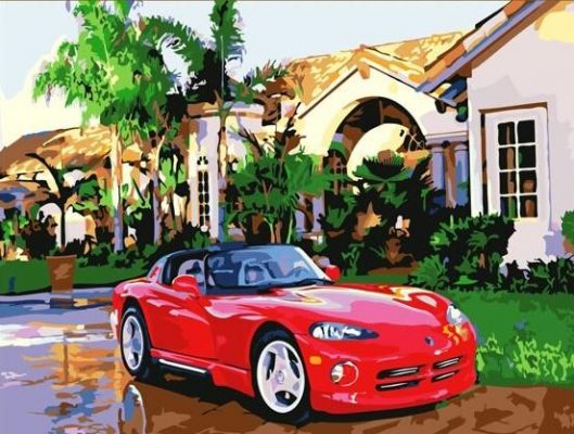 Red Ferrari Car Cars & Bikes Paint By Numbers