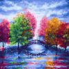 Colorful Trees on Bridge Landscape Paint By Numbers
