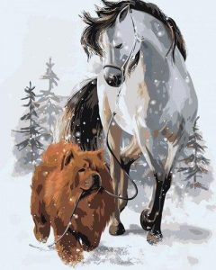 Chow Chow And Horse Animals Paint By Numbers