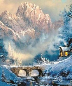 Mountains Winter Scene paint by numbers