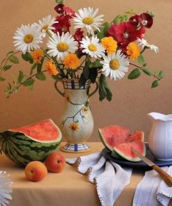 Fruits and Flowers On Table  Flowers Paint By Numbers