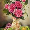 Pink Rose Vase paint by numbers