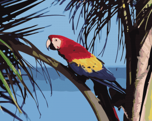 Coconut Tree With Parrot Birds Paint By Numbers