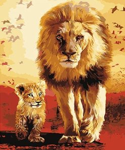 Lions Familly  Painting - DIY Paint By Numbers - Numeral Paint