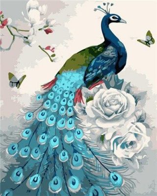 Blue Peacock Paint By Numbers