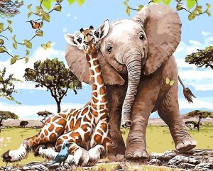 Elephant And Giraffe Paint By Numbers