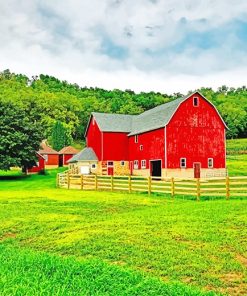 Green Barn Paint By Numbers