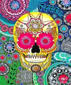 Abstract Colorful Skull Paint By Numbers