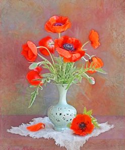 Aesthetic Classy Vase With Orange Flowers Paint By Numbers