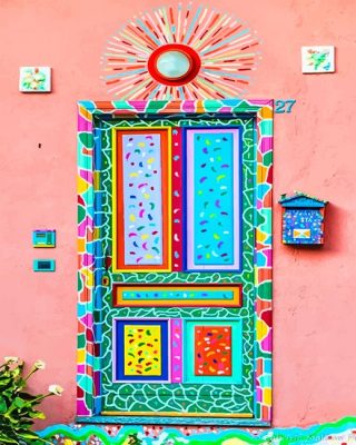 Artistic Colorful Door Paint By Numbers