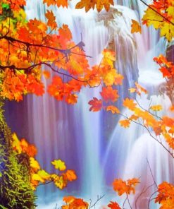 Beautiful Waterfall Autumn Paint By Numbers