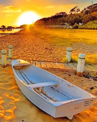 Boat On Sea Sand Paint By Numbers