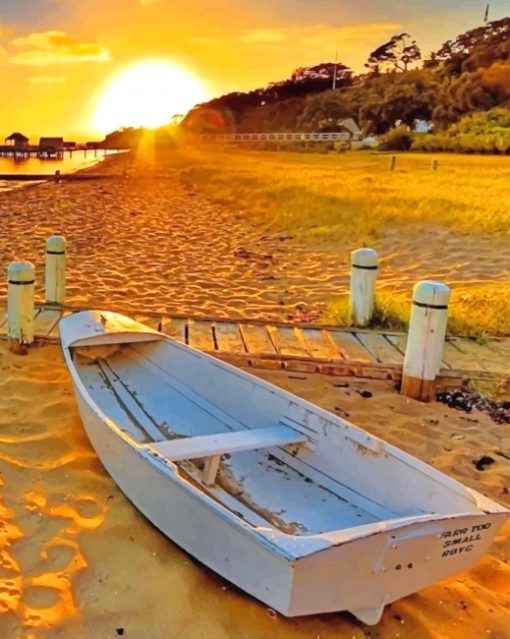 Boat On Sea Sand Paint By Numbers