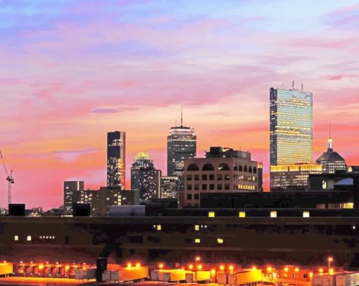 Boston City Skyline Paint By Numbers