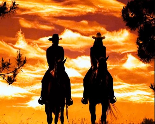 Cowboy Cowgirl Silhouette Paint By Numbers