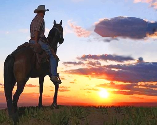 Cowboy Into Sunset Paint By Numbers