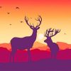 Deer Sunset Silhouette Paint By Numbers