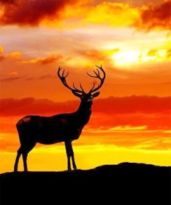 Deer Sunset Silhouette Art Paint By Numbers