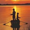 Father And Son Fishing Silhouette Paint By Numbers