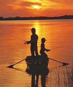 Father And Son Fishing Silhouette Paint By Numbers