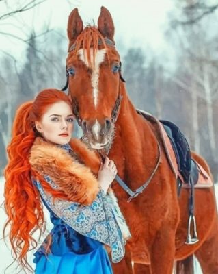 Girl With Horse Art Paint By Numbers
