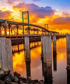 Long Beach Bridge California Sunset Paint By Numbers