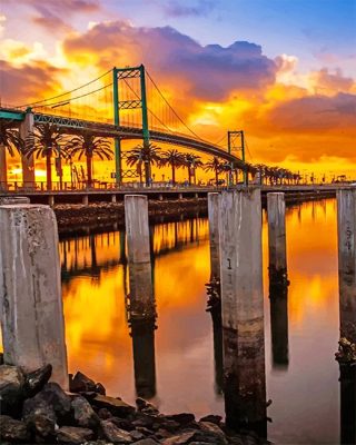 Long Beach Bridge California Sunset Paint By Numbers