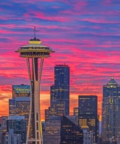 Space Needle Sunset Paint By Numbers