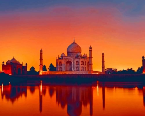 Taj Mahal India Sunset Paint By Numbers
