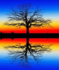 Tree Reflection In Water Paint By Numbers