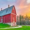 Beautiful Barn Sunset Paint By Numbers