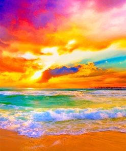 Beautiful Beach Sunset Paint By Numbers