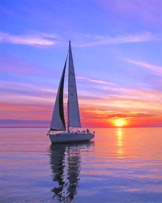 Sail Boat Sunset Paint By Numbers