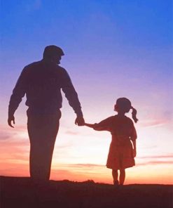 Dad And Daughter Walking Silhouette Paint By Numbers