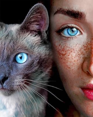 Eyes Girl And Cat Paint By Numbers