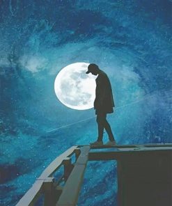 Lonely Man Moon Silhouette Paint By Numbers