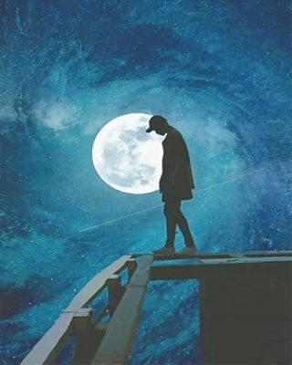 Lonely Man Moon Silhouette Paint By Numbers