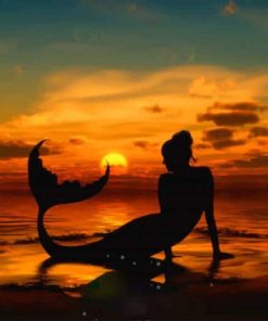 Mermaid Silhouette Sunset Paint By Numbers