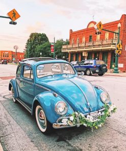 Old Blue Volkswagen Beetle Paint By Numbers