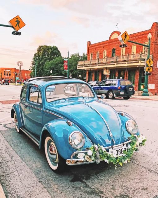 Old Blue Volkswagen Beetle Paint By Numbers