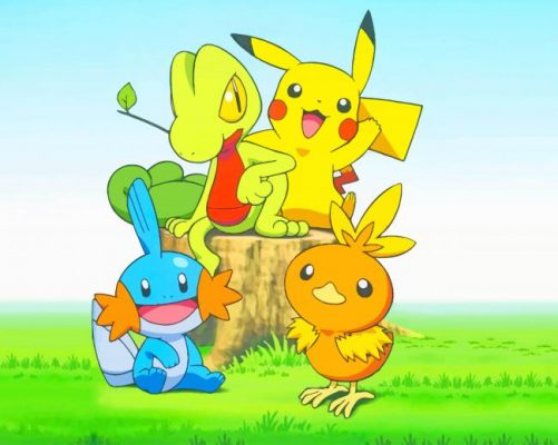 Pikachu Treecko Pokemon Paint By Numbers